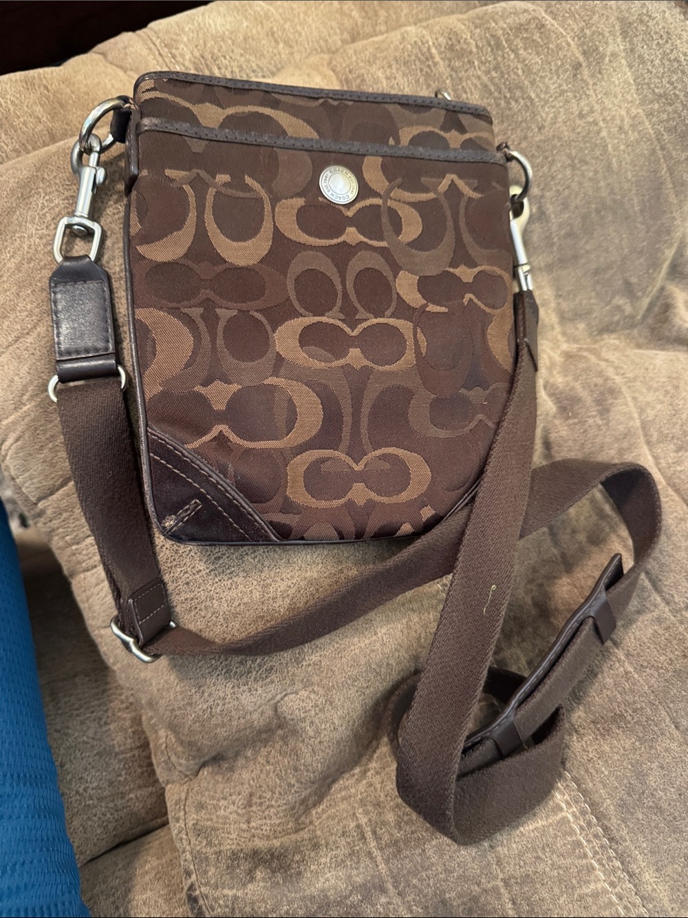 Coach Small Brown Signature Crossbody Bag with Adjustable Strap
